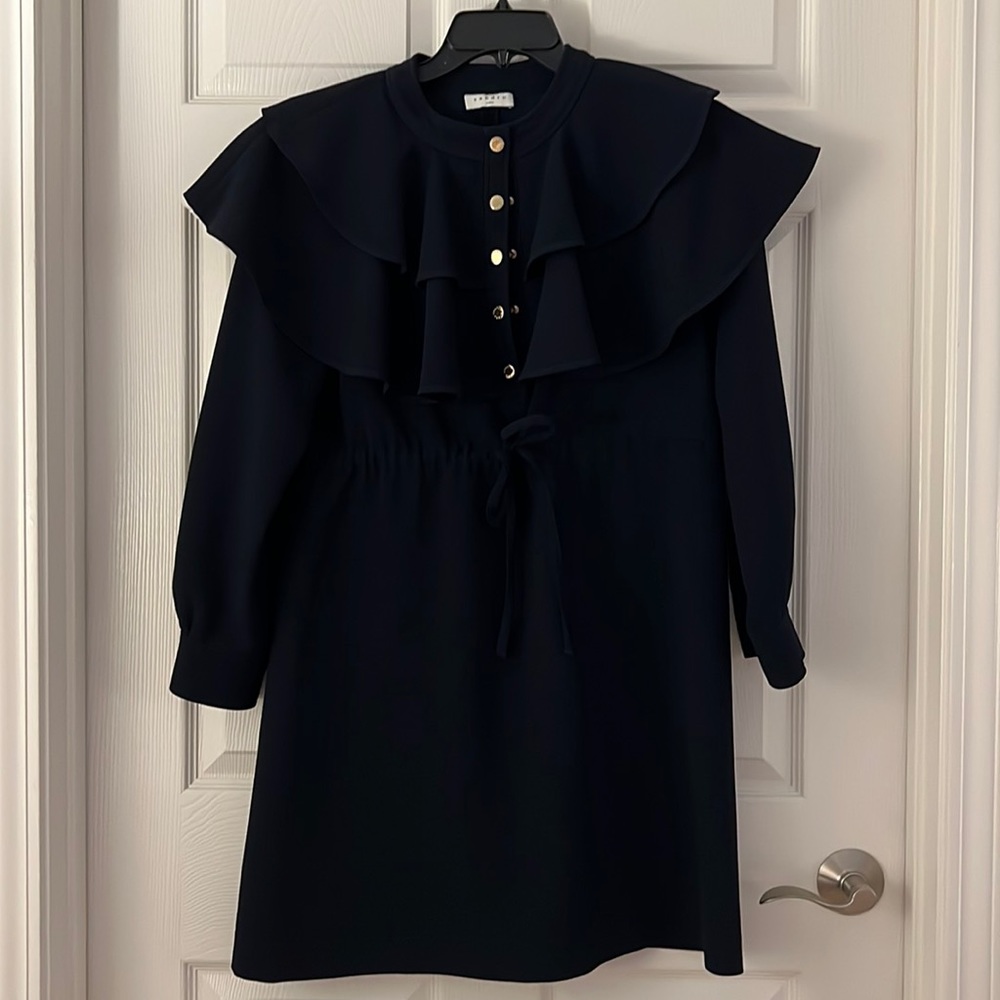 Sandro Crepe Ruffle Dress